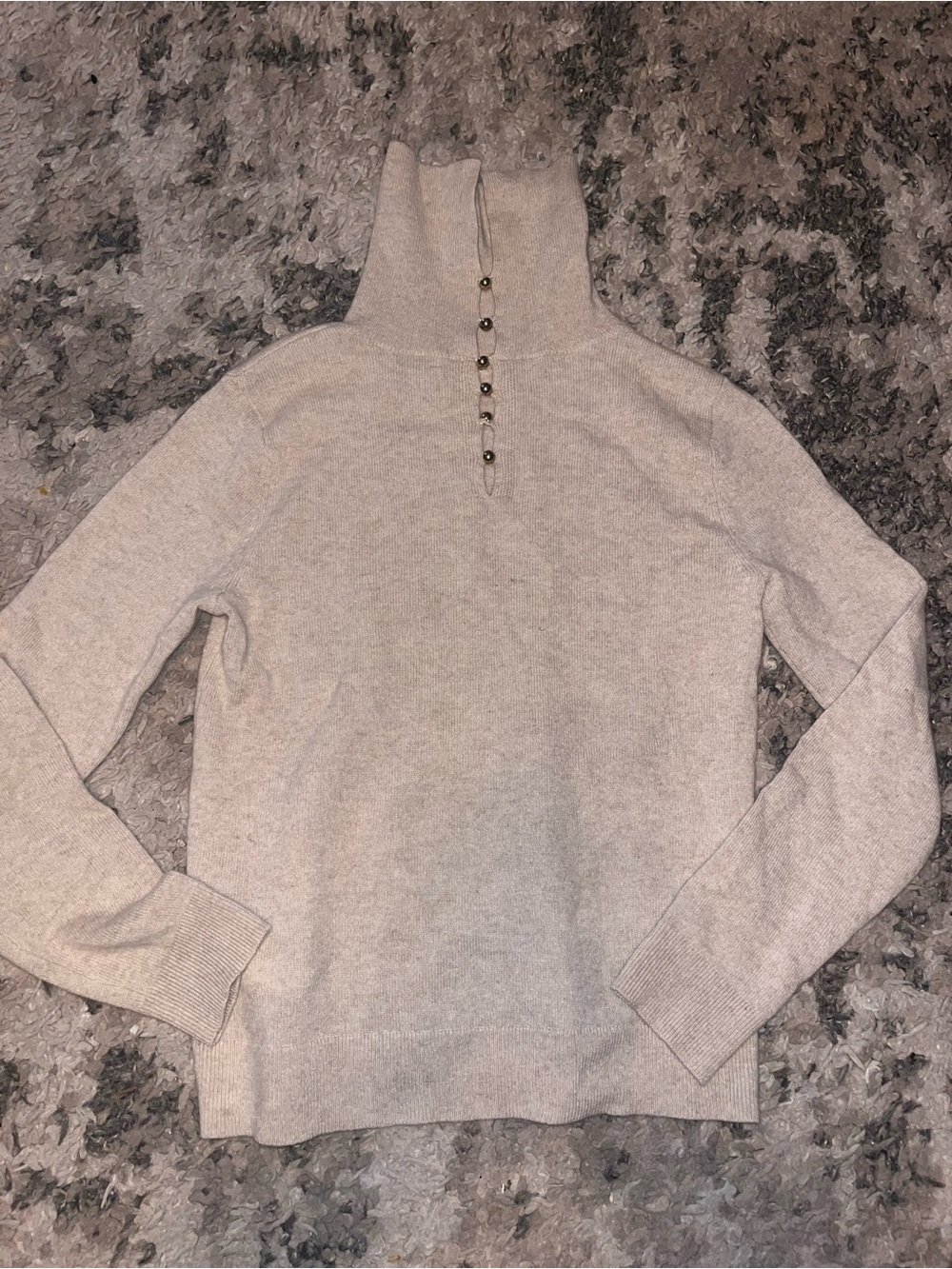 Club Monaco Cream Button-Front Mock Neck Sweater